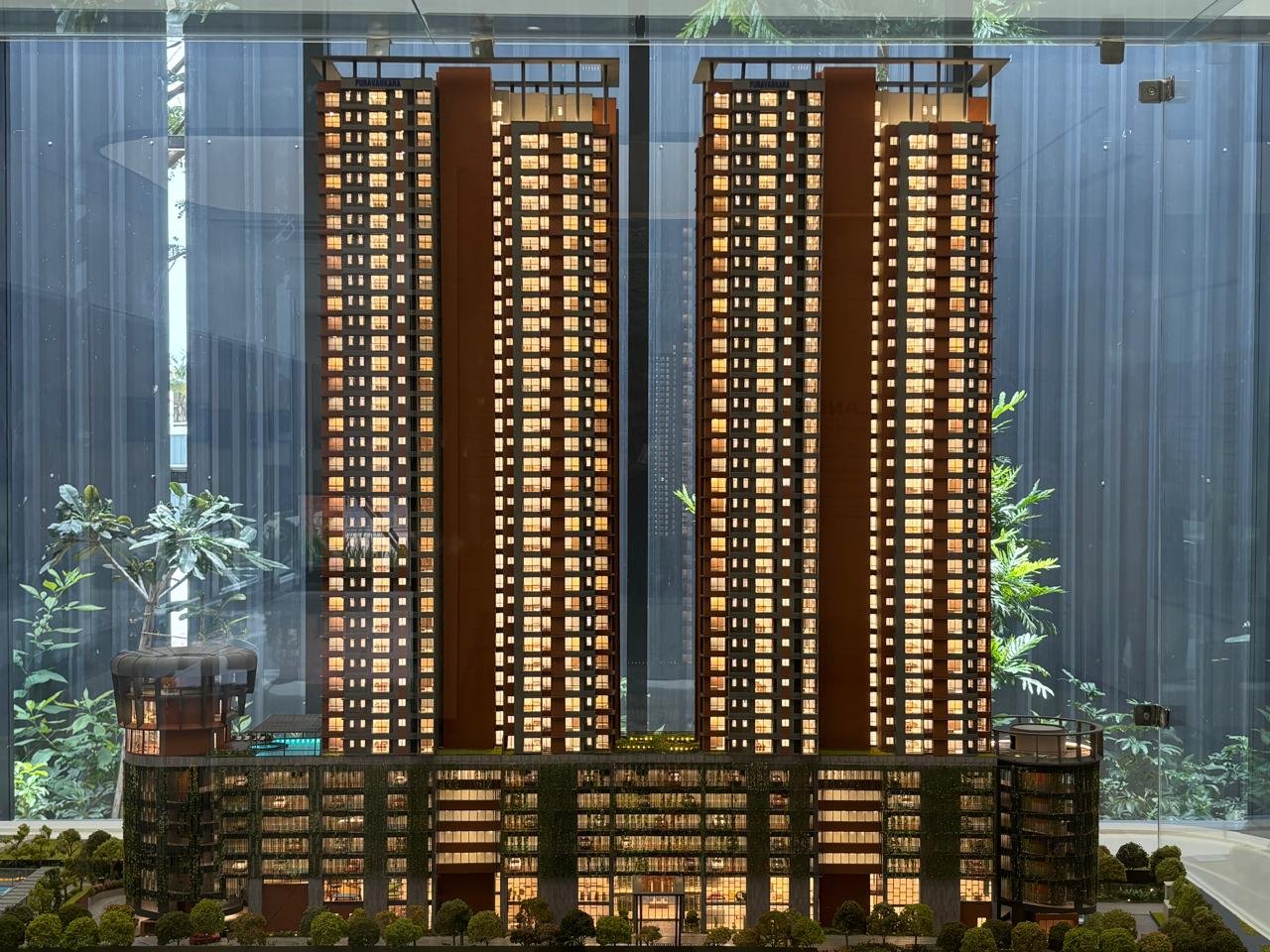 Codename Vajarahalli scale model, twilight view